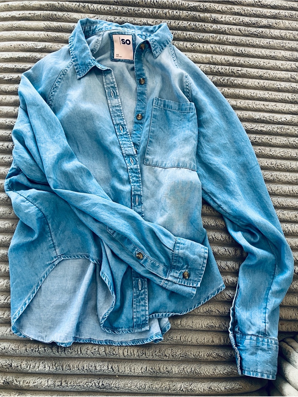 SO Light Blue Denim Button-Down Shirt